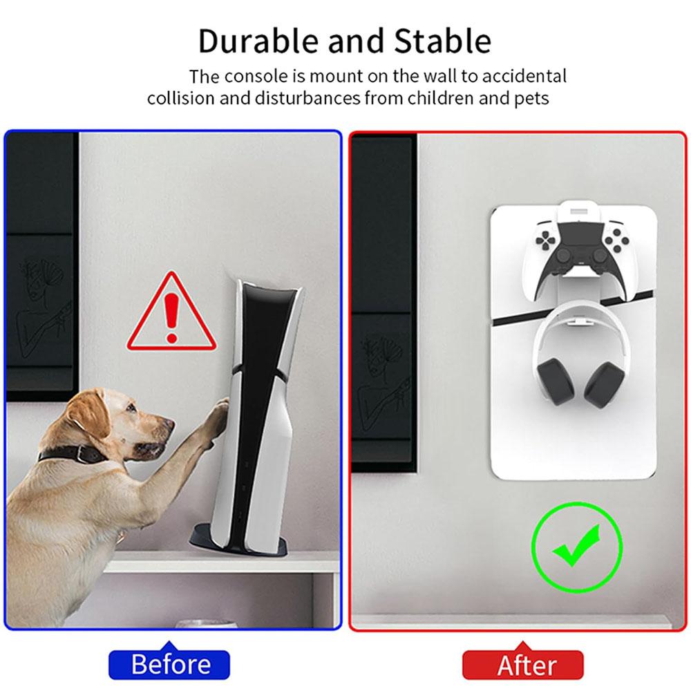 Wall Mount + Storage Hook Set Accessories For PS5 Slim Console