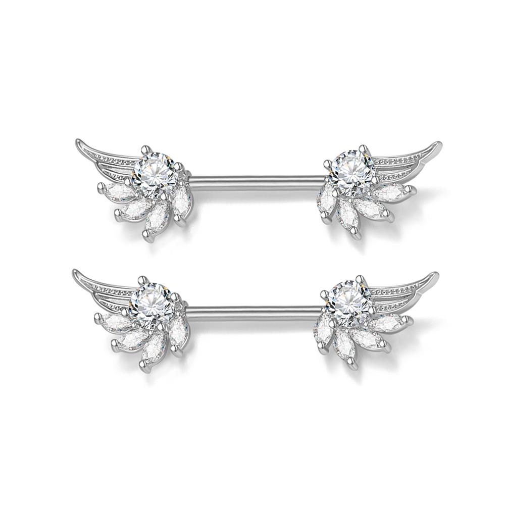 2pcs 316L Steel Maple Leaf Nipple Rings Barbell Butterfly Wing Shield Piercing for Women Girls Sexy Nipple Piercing Body Jewelry