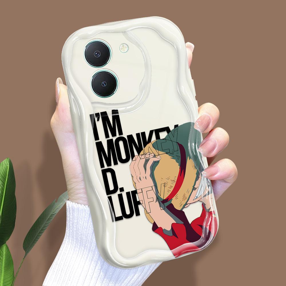 

Милый мультяшный узор, кремовая текстура, мягкий силиконовый чехол с волнистыми краями, чехол для телефона для Vivo Vivo Y93S белый