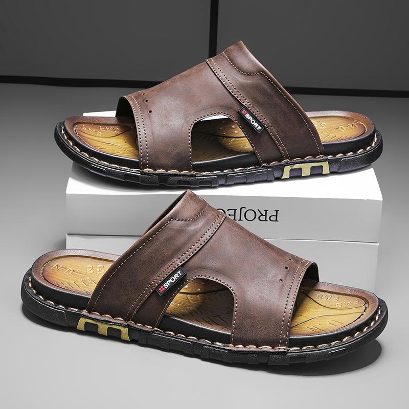 Fashion CYYTL Mens Slippers Summer Casual Shoes Beach Sandals Outdoor Slides Walking Comfort Leather Luxury Designer Fashion Lightweight