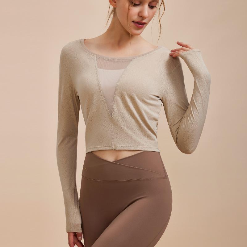 

Women s Slimming Long Sleeve Yoga Top - Versatile Two-Way Wear for Spring & Autumn Fitness XL