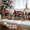 1/4Pcs Vintage Christmas Pillowcases, Christmas Tree, Christmas Elf Reindeer Design Cushion Covers, Winter Holiday Home Decor