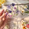 Non Slip Coaster Set Floral Print Acrylic Coaster, Non-Slip Surface Heat Resistant Protection Cup Pad, Pads Transparent Round Mat for Office Desk