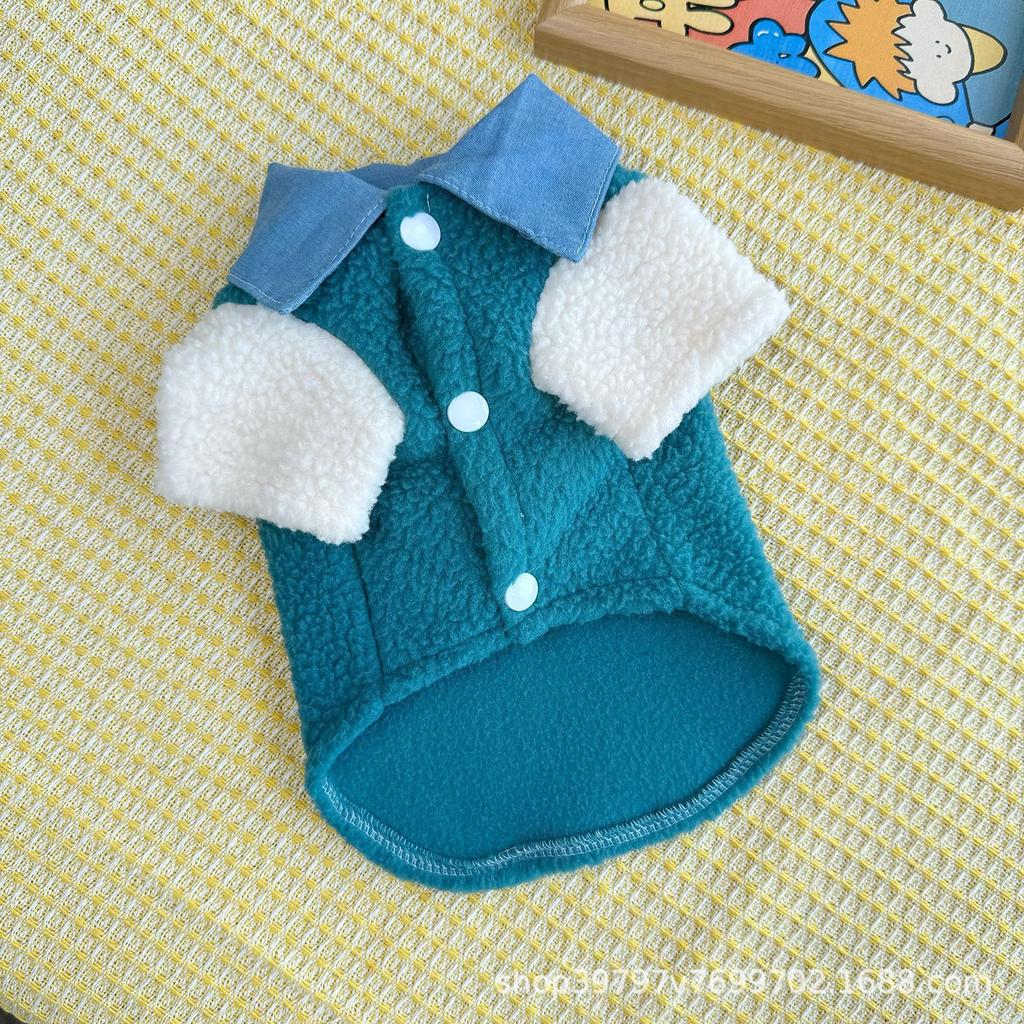 Autumn and Winter Double-sided Fleece Shirt Collar Two-legged Fleece Jacket Dog Cat Clothes Small Dog Warm Pet Clothing