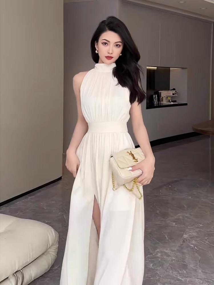 Sexy Party Prom Bodycon Midi Dress for Women Clothing Casual Elegant Sleeveless Office Lady One Piece Dress Korea Summer 2024