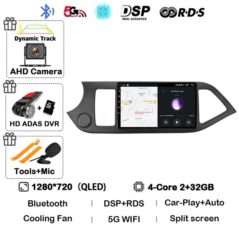 Android 14 Carplay Auto For KIA PICANTO Morning 2011 2012 2013 2014 2015 2016 Multimedia Car Radio Navigation Player WIFI+4G DSP