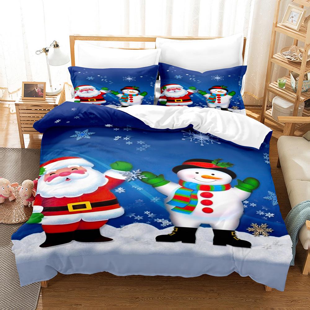 3D Digital Printing Three-Piece Set, Santa Claus 3D Printing Bedding Set