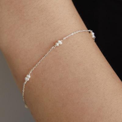 (925 Silver) Pearl Connect Chain Bracelet BR2186