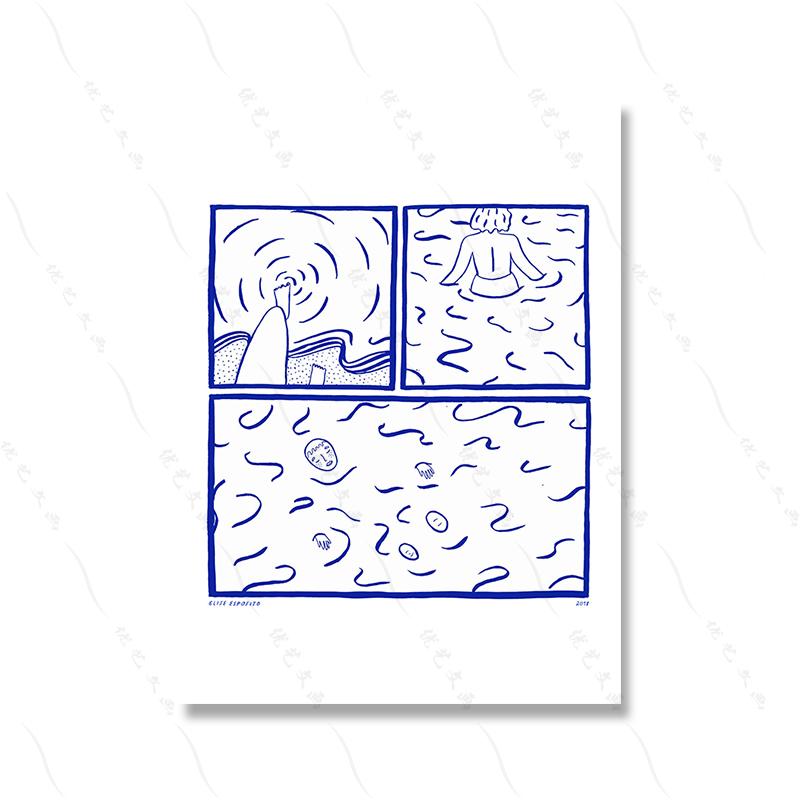 

Синяя картина Кухня Гостиная Искусство Плакат Принт Простота Белый Абстрактная Ретро Холст Картина Комната Домашний Декор SwimNordic Refuge 21x30cm No Framed