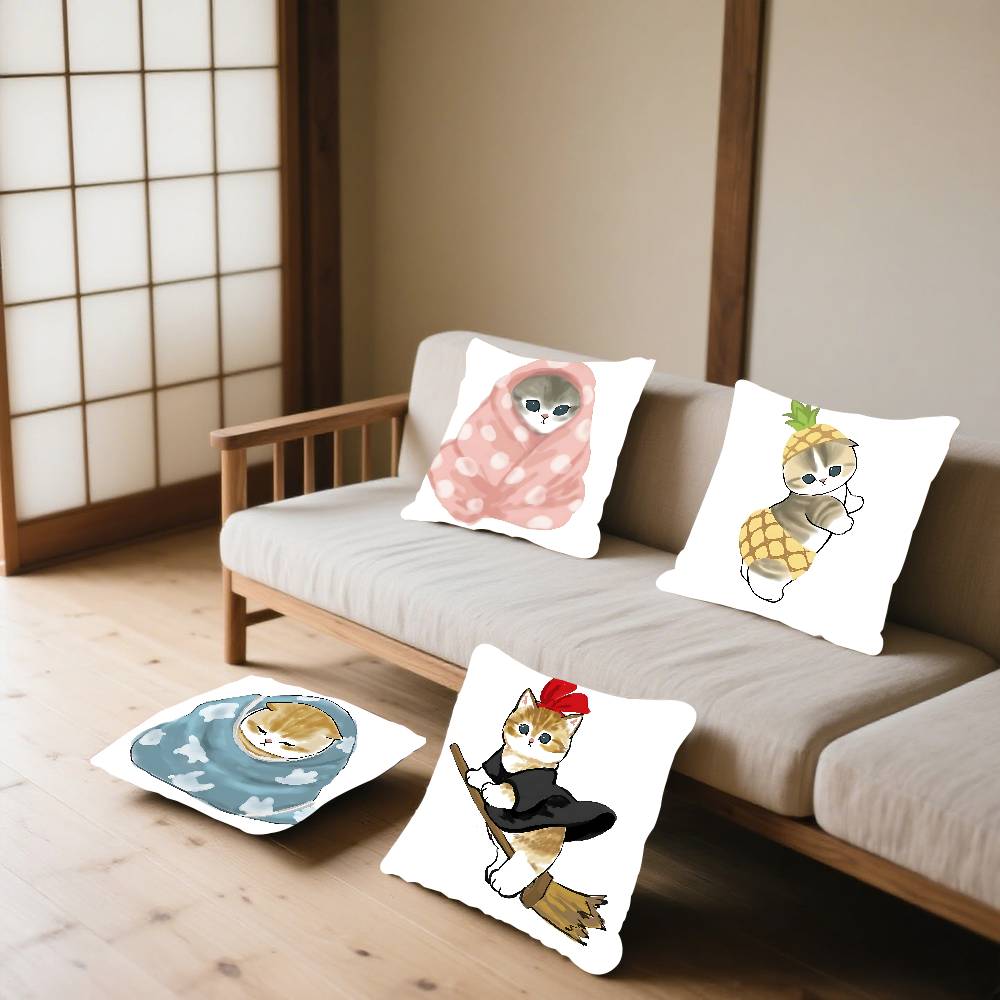 Hand Drawn Cute Cat Pillow Case Elegant Couple Home Living Room Bedroom Decorative Rectangle Pillowcase Sofa Cushion Cover