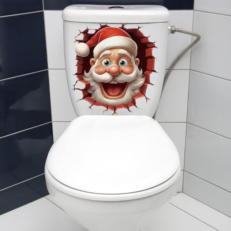 Christmas Snowman Toilet Sticker Merry Christmas Party Decoration Xmas Home Bathroom Decor Navidad Natal