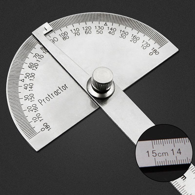High Precision Stainless Steel Protractor Angle Gauge 180 Degrees 0-10CM Adjustable Semicircle Protractor Angle Measuring Tool