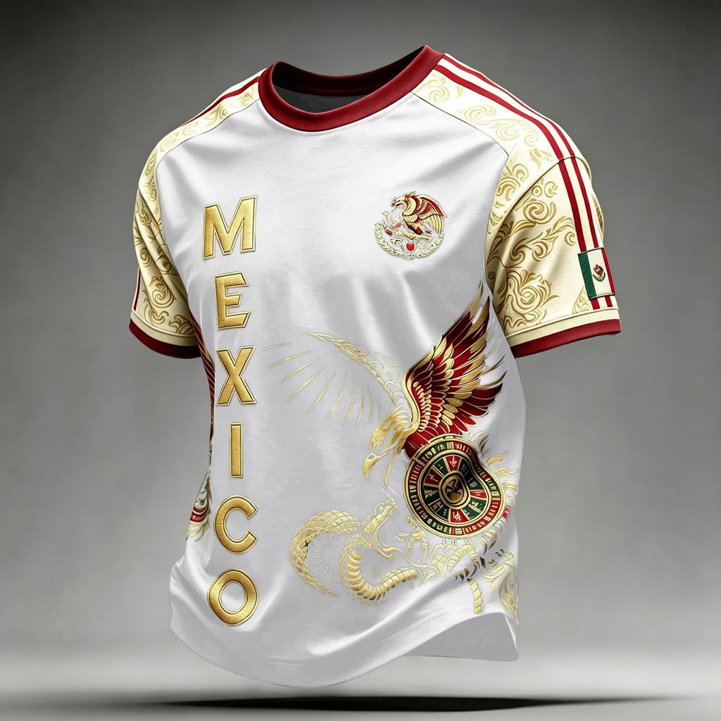 Men's Mexico Soccer Print Short Sleeve T-Shirt Casual Graphic Tee