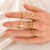 Temu 5-Piece Gold-Plated Leaf Geometric Stainless Steel Ring Set