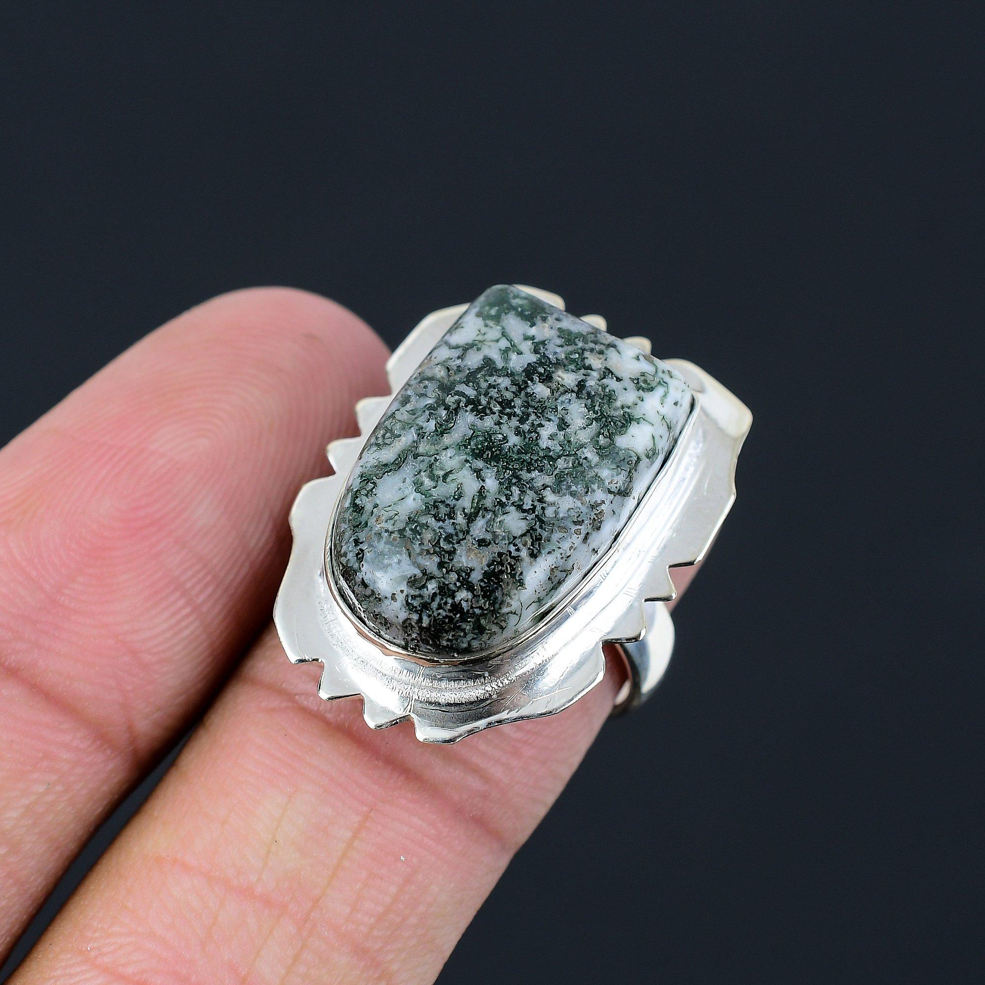 

Womens day Sale Tree Agate Gemstone New Statement Ring Jewelry Size 7 925 Silver 7