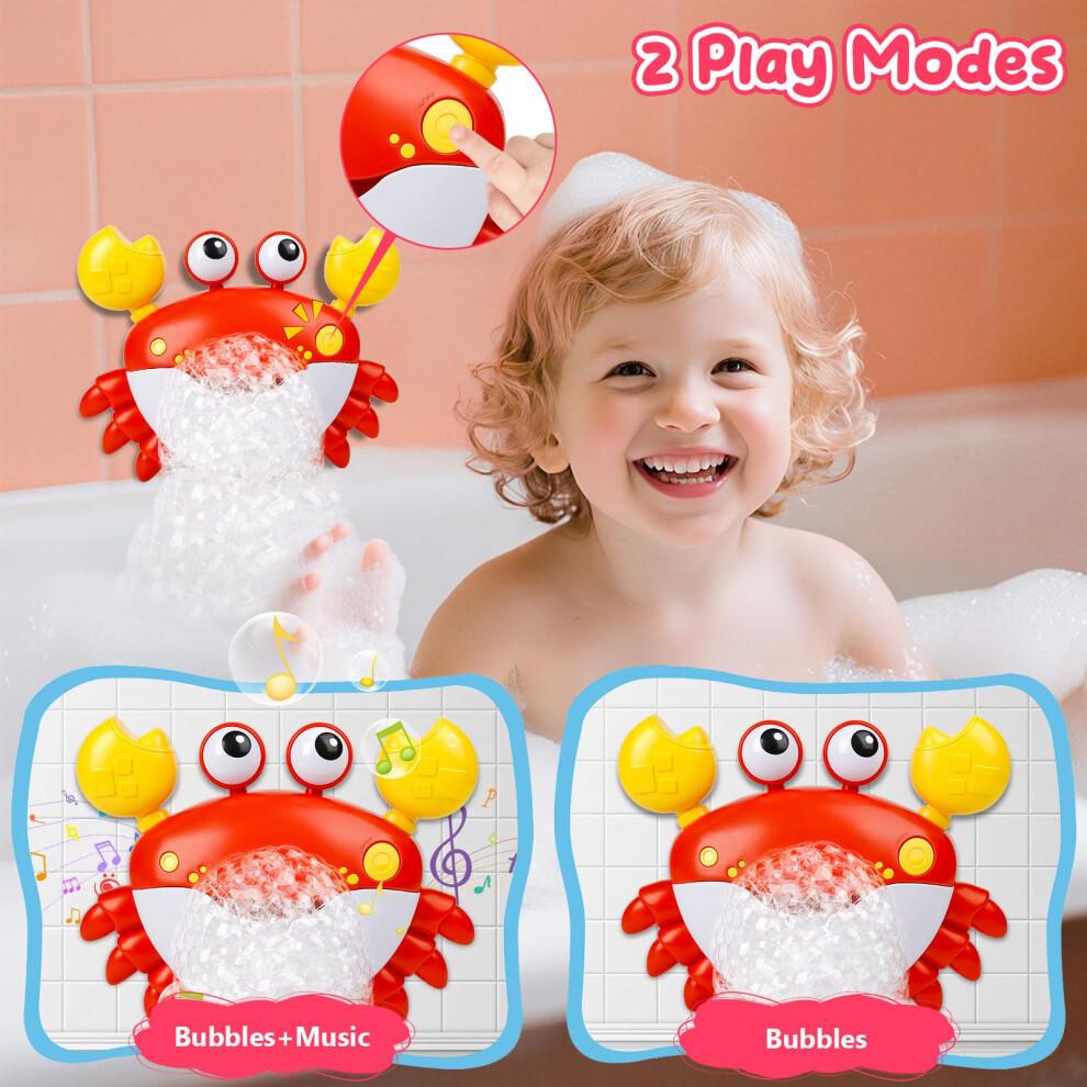 JoiTale Baby Bath Toys, Rechargeable Bath Bubble Machine with 12 Songs, Automatic Crab Bubble Maker Bath Toy for Toddler, Sensory Shower Toy for 1-6