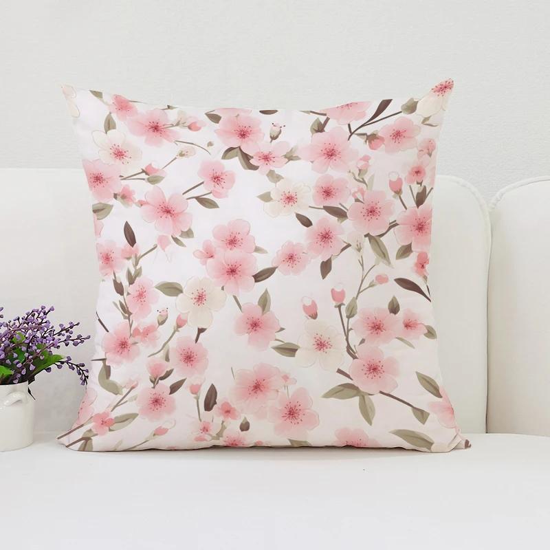 Cushion Cover 50X50 Japanese Cherry Blossom Bed Pillowcases Covers For Bed Pillows Pillow Cases 45X45 Cushions Cover Home Decor