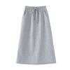 High Waist Midi A-Line Plus Size Women's Skirt - Drapey, Slit, Fleece-Lined for Autumn/Winter