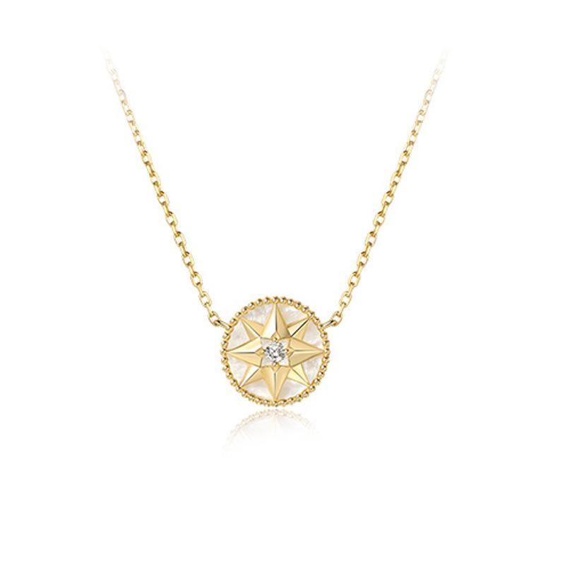 Octagram Compass Retro Style Necklace Girls Jewelry Premium Sense Simple Niche Star Pendant
