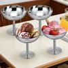 *New.Ice Cream Footed Bowls Stainless Steel Reusable Dessert Cups Set For Sundae Fruit Snack Party Dessert Bowl Round Yogurt Cup