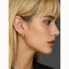 Sterling Geometric Oval Hoop Earrings Women Gold Plated Minimalist Chic Studs Fashion Accessory