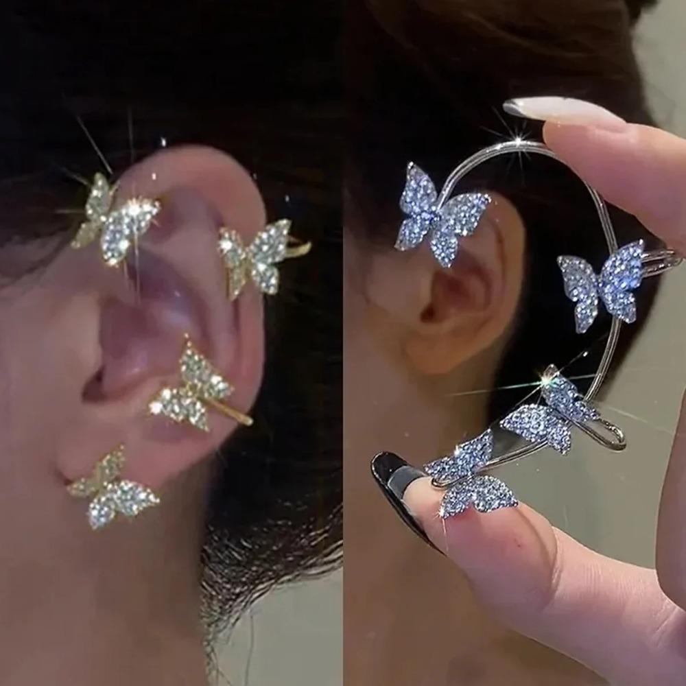 Damen Glitzernde Schmetterling Ohrclips Ohne Piercing Ohr Manschette Clip Ohrringe Hochzeit Party Schmuck Geschenke