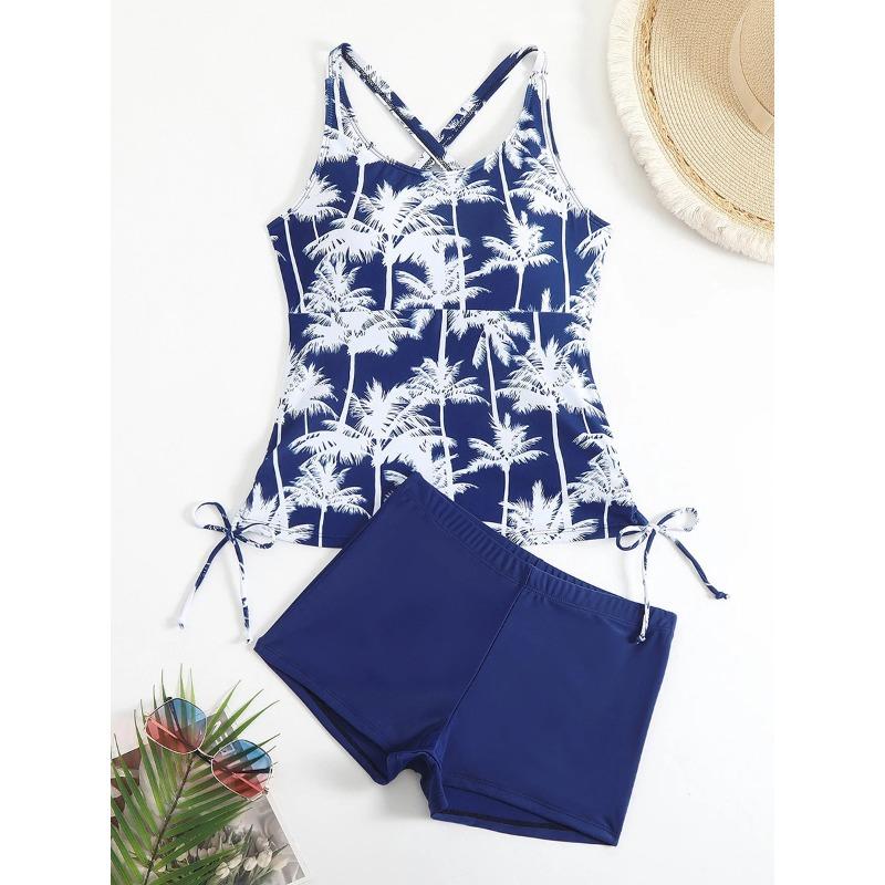 Tankini Two Piece Swimsuit Women 2026 Printed Swimwear Female Bathers Bathing Swimming Swim Suit Beach Wear XXL