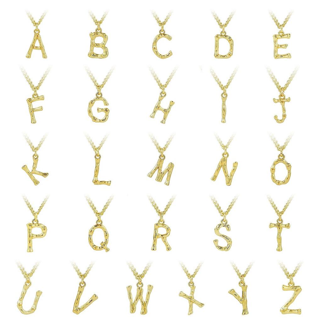 Necklace for Women Bamboo Letters Pendant Accessories Design Sense Temperament Simple Fashion Name Necklace 26 English Letters Necklace