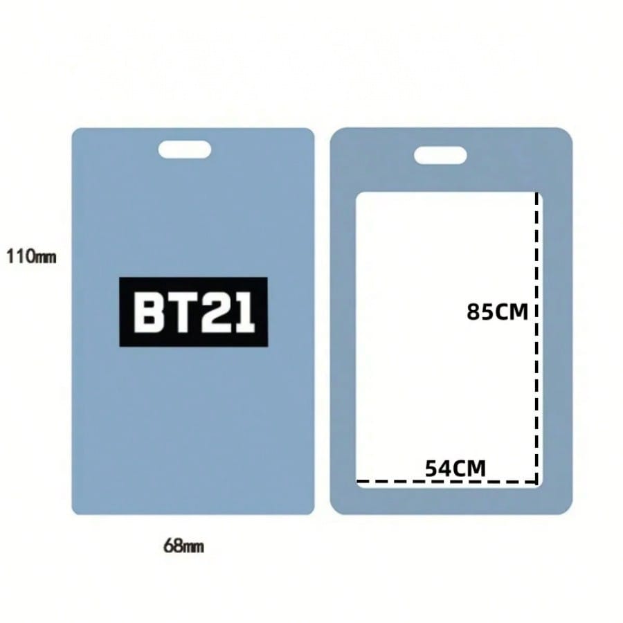 LINE FRIENDS BT21 Kpop Anime Cartoon Lanyard Key Ring with ABS Card Holder for Meal Cards Transit Cards and ID Cards