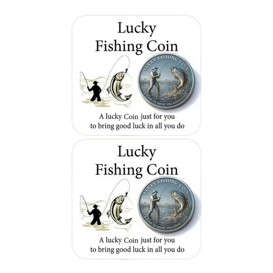 Monedă Norocoasă de Pescuit cu Card Gravat Pescar Prinde Pește Mare Monedă de Colecție Amuletă Norocoasă pentru Pasionatul de Pescuit Jeton Suvenir pentru Pescari