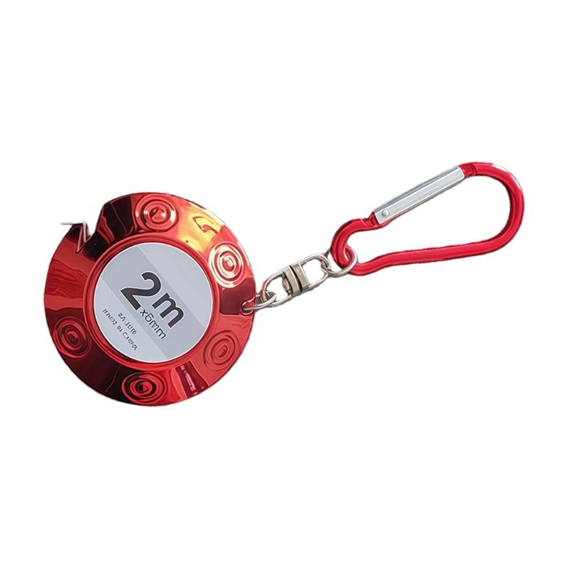 Компактная 2-метровая выдвижная мини-рулетка в корпусе из АБС-пластика с брелоком для удобной переноски и точных измерений красный