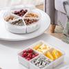 Divided Serving Tray with Lid Dry Fruit Round Snack Container Candy Appetizer Nut Peanut for Hotel Restaurant White