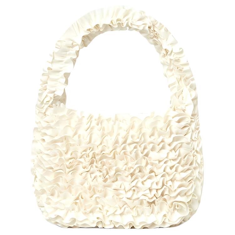 

COS Petal Pleated Zipper Closure Polyester Tote Shoulder Bag Medium Women bags Ivory 1269101002 Ivory
