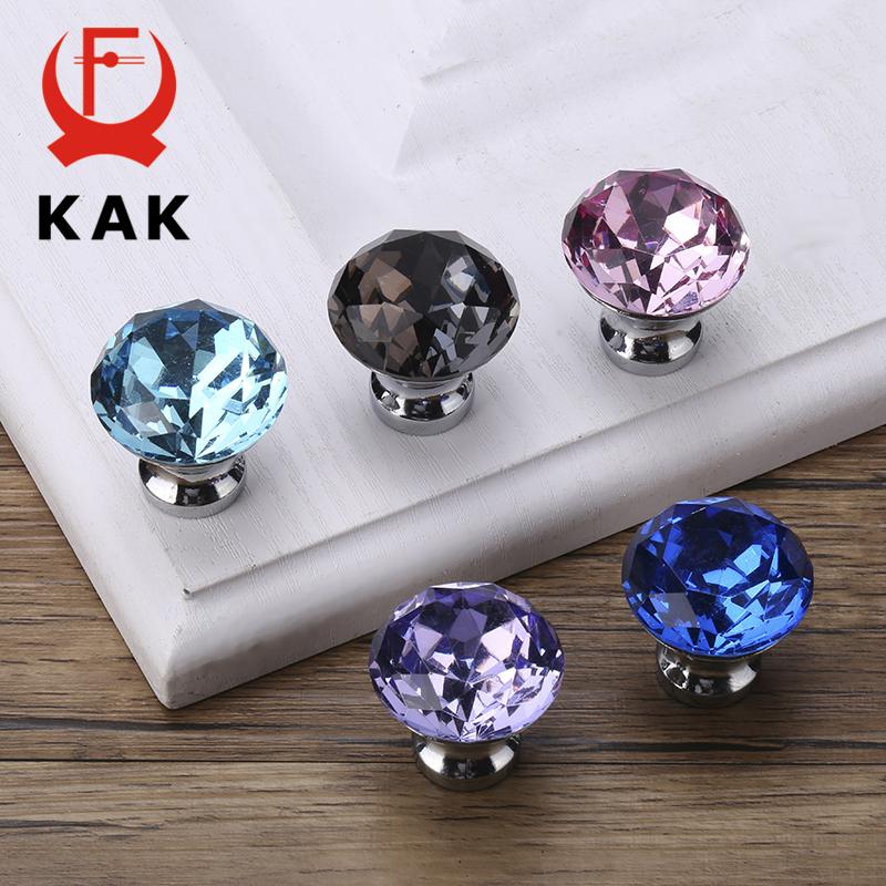 KAK 30mm Crystal Cabinet Knobs and Handles Kitchen Handles Drawer Knobs Diamond Dresser Pulls Furniture Knob Cabinet Hardware