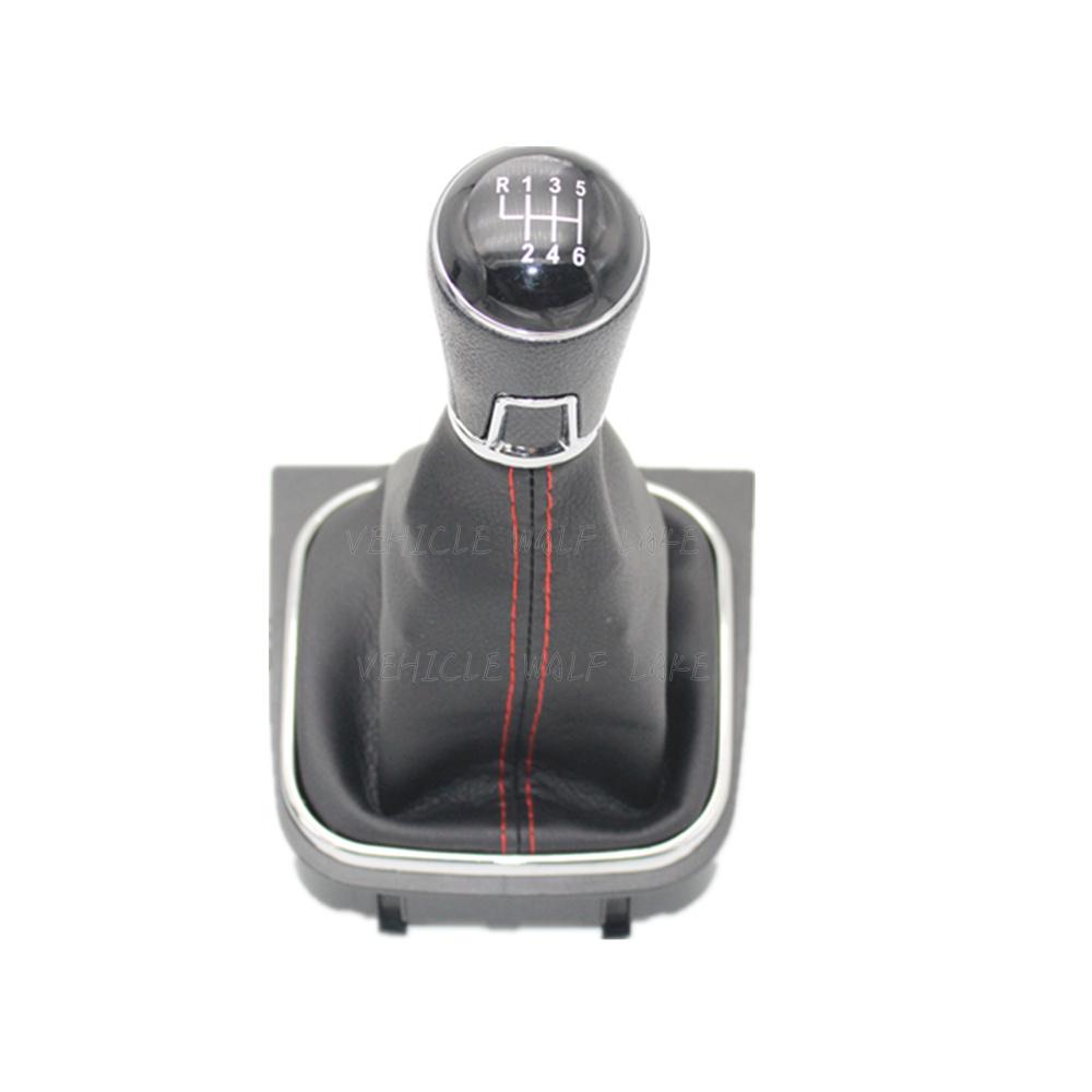 For VW Scirocco 2009 2010 2011 2012 2013 2014 Car-Stying 6 Speed Car Stick Gear Shift Knob With Leather Boot Red Line