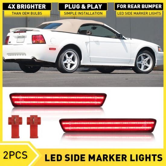 SMOKED Lens Rear LED Side Marker Light Bumper Reflector For 99-2004 Ford Mustang