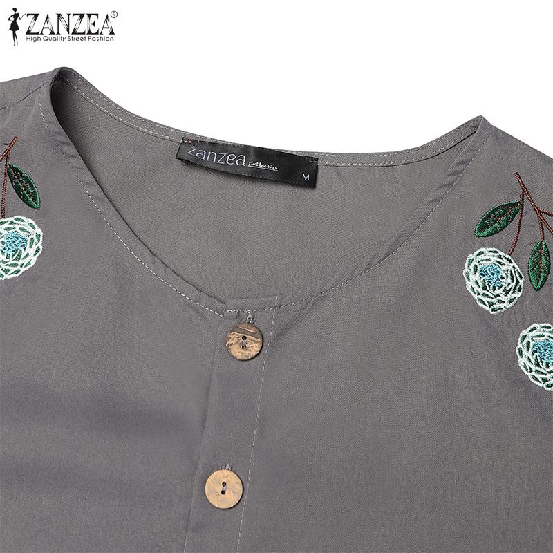 ZANZEA Women 3/4 Sleeve Print Blouse and Pants Casual Two Piece Suit Sets