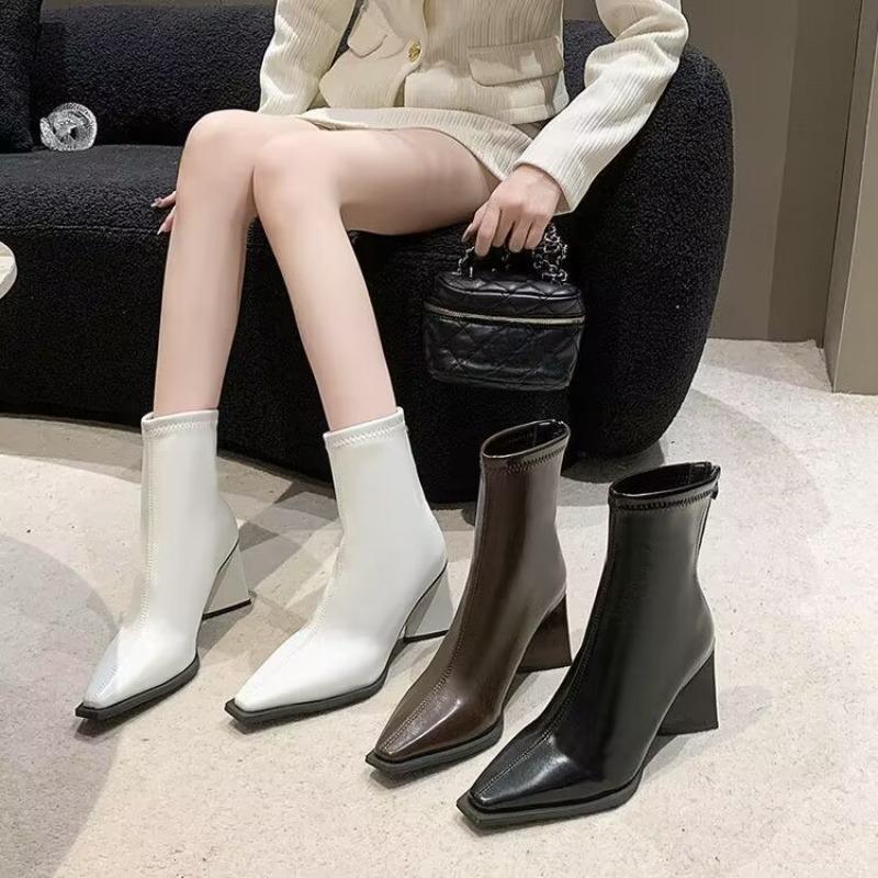 Fashion Pointed Toe Fashion Boots Women 2025 Spring Autumn Winter New Short Cut Kitten Heel Zipper Fashion High Heel Booties