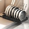 Kitchen Pots Pans Organizer with 8 Adjustable Dividers Sliding Dish Drying Shelf Sliding Lid Holder Pan Rack for Under Cabinet