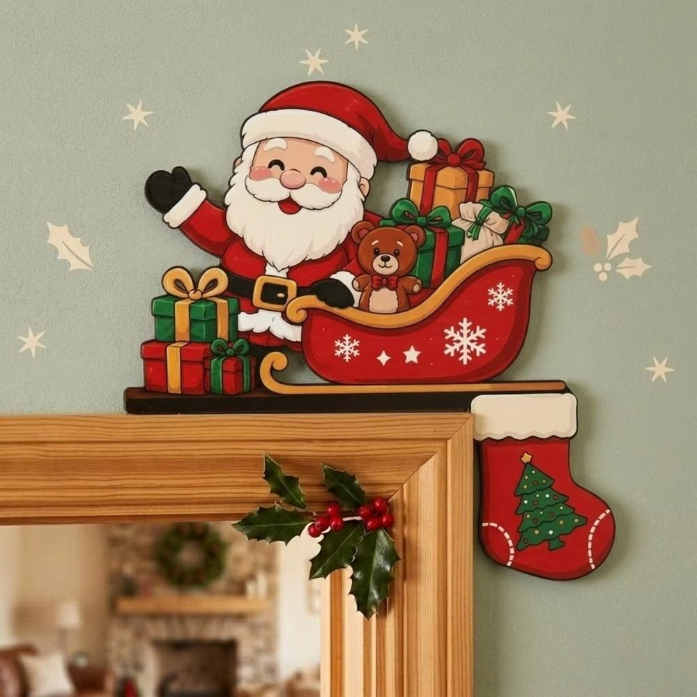 Wooden Frame Door Frame Decoration Santa Claus Christmas Decoration Home Decor