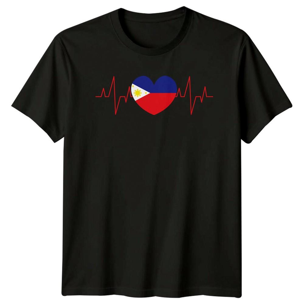 Philippines Flag Heartbeat Design Travel Mens TShirt Womens Tee Graphic Top Unisex T-Shirt S