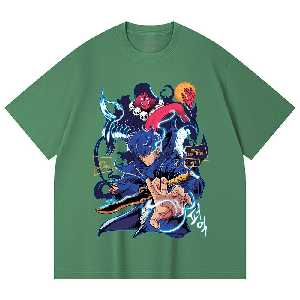 230 Gsm 100% Cotton Solo Leveling V14 Print Unisex Heavy Cotton T Shirt