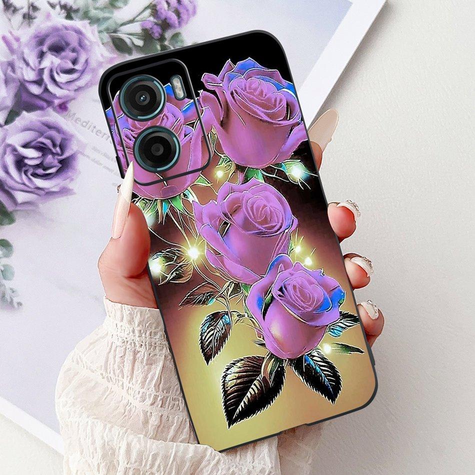 For Motorola Moto G05 G15 E15 2024 Floral Butterfly Phone Case For MOTO G05 G15 E15 4G Black Silicone Soft Lightweight Case
