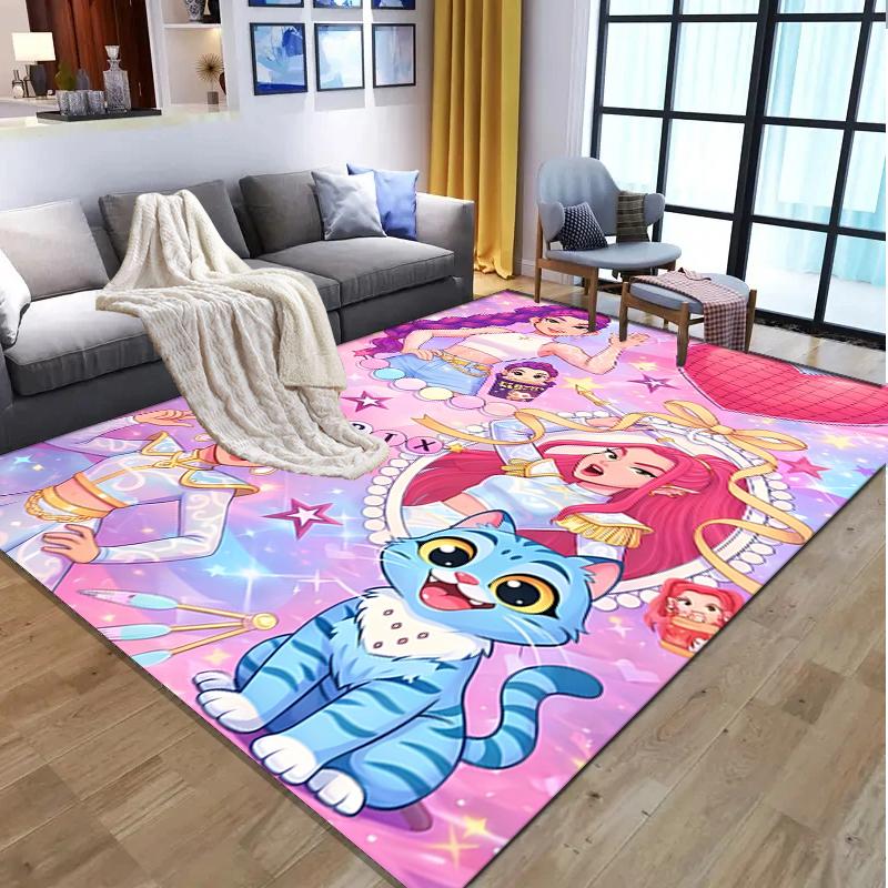 Girl group Pattern Rug, Indoor/Outdoor Mat, for Picnic, Gameroom, Bedroom, Office, Living Room, Home Decor Carpet, Birthday Gift