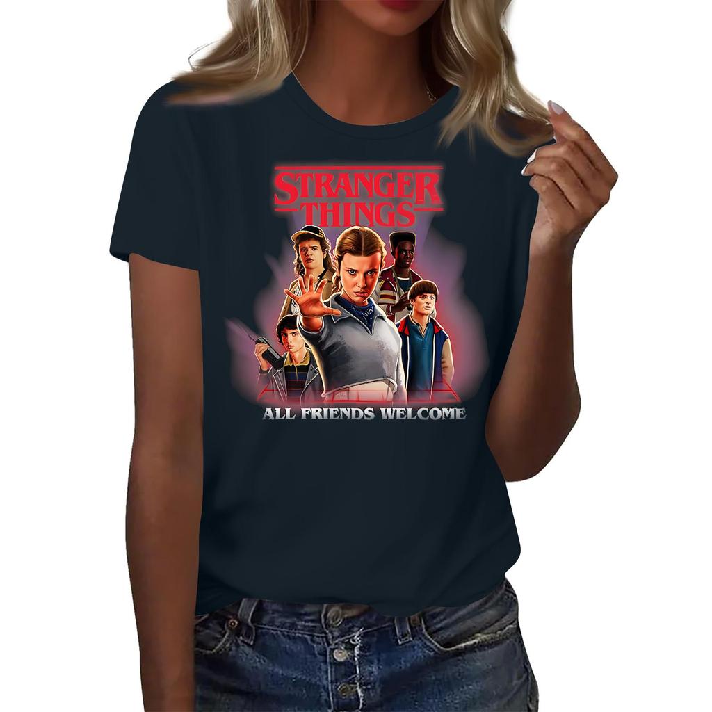 Damen Modisches Und Lässiges Langarm Bedrucktes Kurzarm-Oberteil