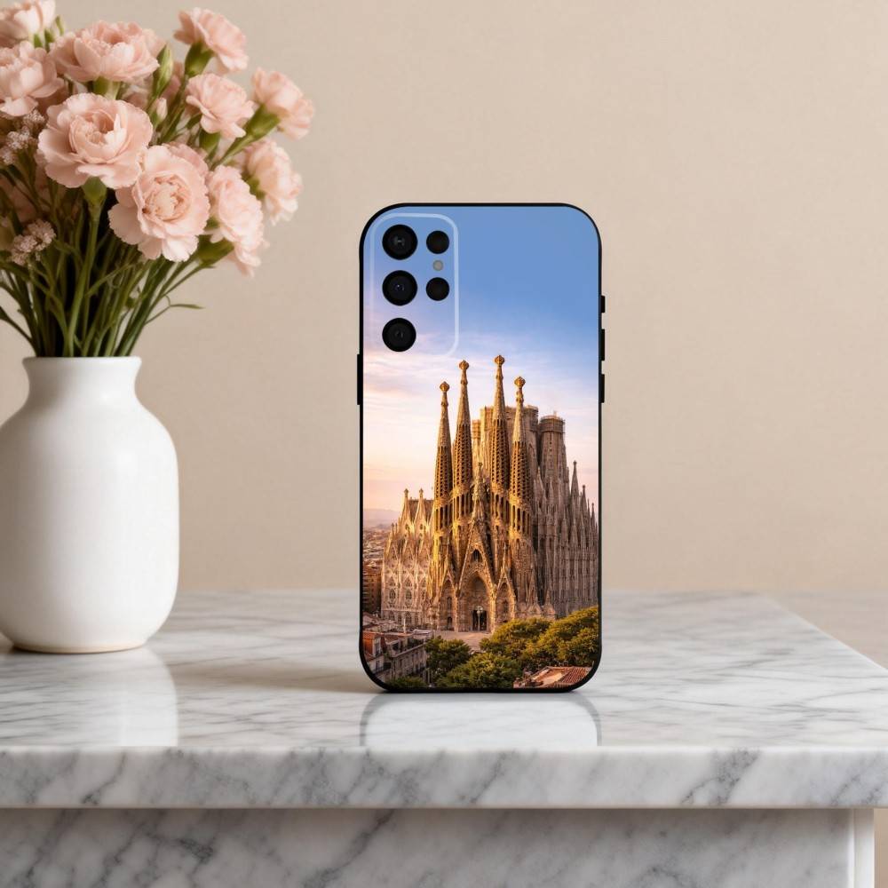 A-Architectural scenery of B-Barcelona Phone Case For Samsung S25,24,23,22,30,21,10,9,Ultra,Plus,Lite,FE,4,5 G Soft Black Case