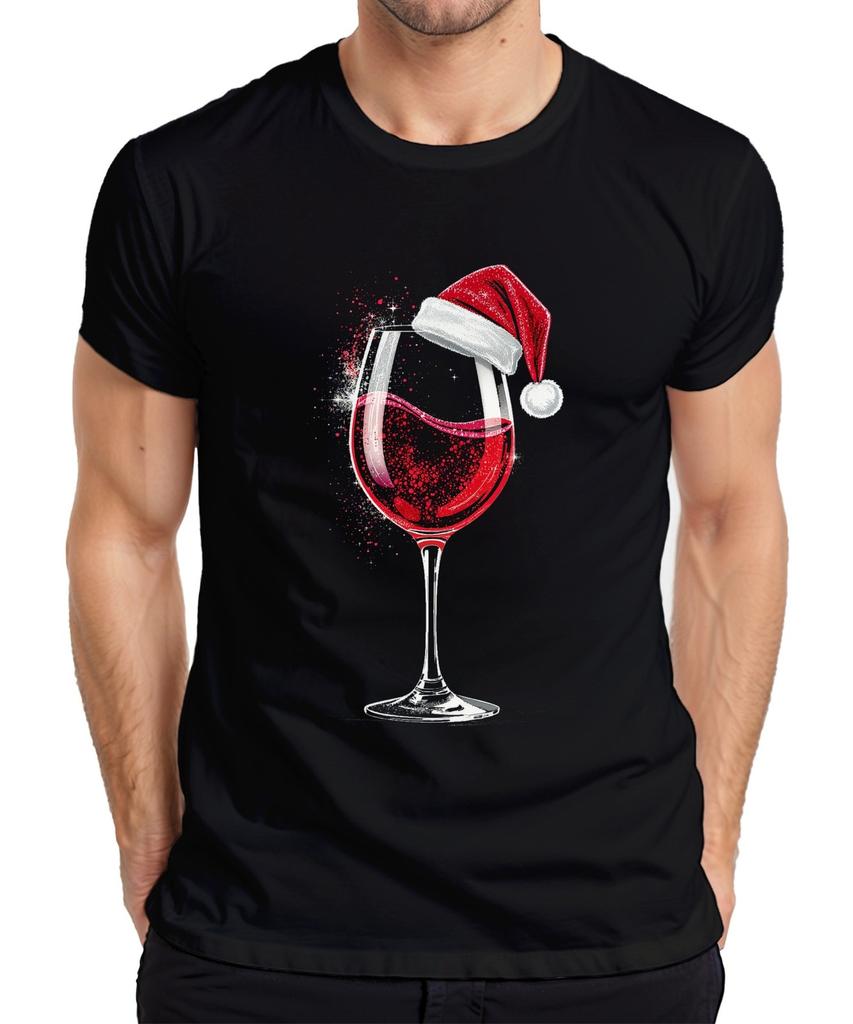 Wine Glass Santa Hat Red Wine Xmas Gift Wine Party Unisexs TShirt