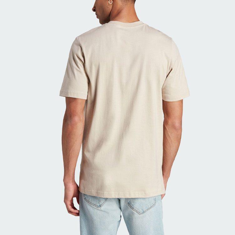 adidas T Shirts Men's Beige Crew Neck Moderate Straight Fit HY1333