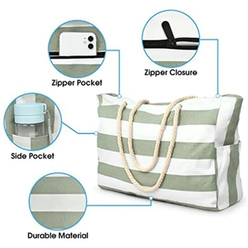 Large  & Sand-Proof Beach Bag – Foldable Handheld Storage Bag, Portable Large-Capacity Tote for Travel & Outdoor