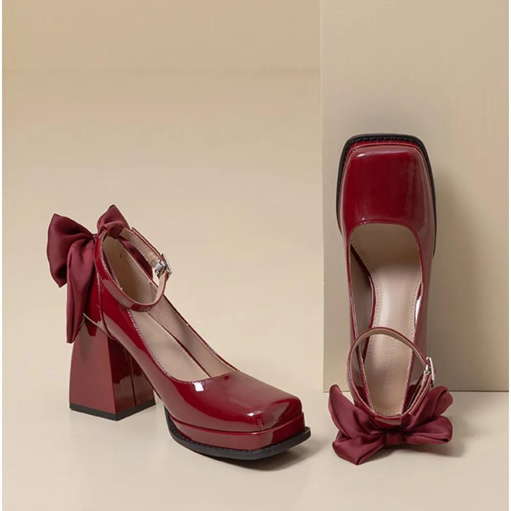 High Heeled Shoes Women 2025 Spring/autumn New Square Toe Mary Jane Shoes Princess Barbie Shoe High Heels Women's Wedding Shoes